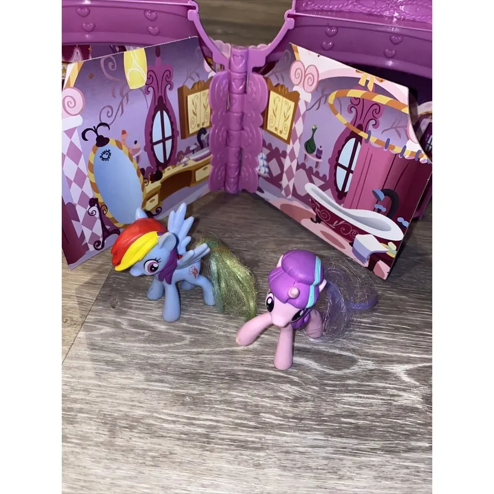 My Little Pony - Portable Castle House Case Flip Card Rooms - 2014  With 2 Ponys